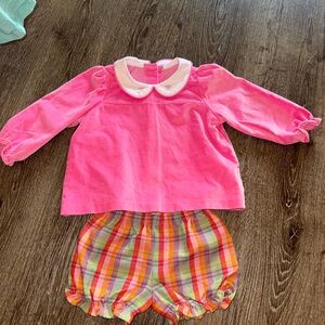 The Beaufort Bonnet Company Pink Top and Plaid bloomers set
